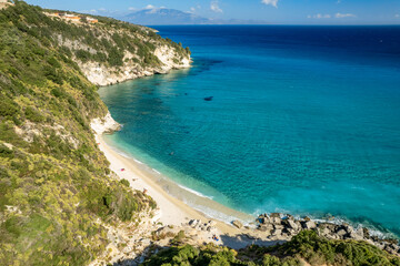 Beautiful Pelagaki sand beach on Zakynthos island, Ionian sea, Greece