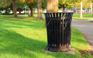 trashcan in a recycling bin symbolizing a sustainable future and a cleaner environment