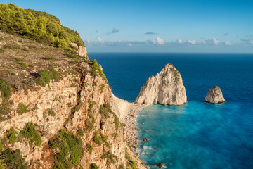 Keri cliffs on Zakynthos island, Ionian sea, Greece. Aerial view