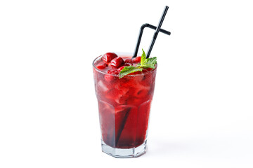 fresh lemonade with pieces of fruit on a white background for food delivery website 14