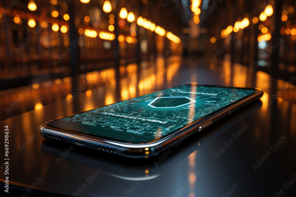 Poster a smartphone with a vpn connection, demonstrating privacy and anonymity in cyberspace. generative ai