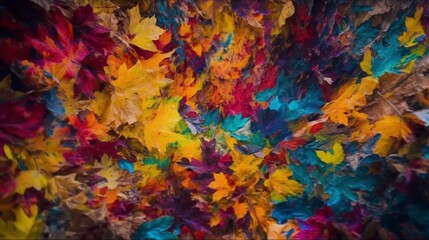 Multidimensional colorful fall foliage autumn forest wallpaper picture AI generated art