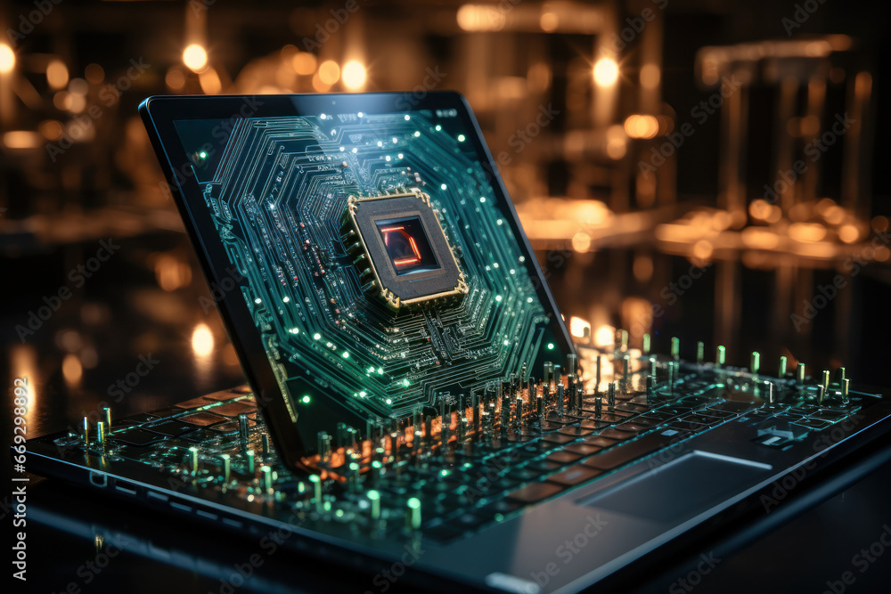 Poster a concept of a cybersecurity shield surrounding various digital devices and data. concept of compreh