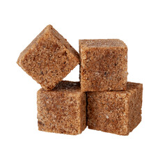 refined sugar cubes from sugar toast, brown sugar isolated on white background