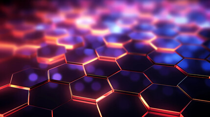 abstract hexagon background with glowing light