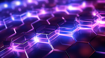 abstract hexagon background with glowing light