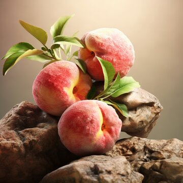 Peach fruits stone age peach pits prunus persica image AI generated art