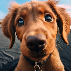 Close-Up Cute Puppy Selfie Dog Selfie 