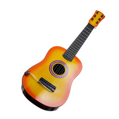 Acoustic guitar with strings for playing musical pieces, tuning the guitar
