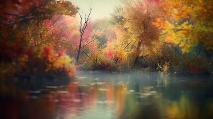 Red yellow pink green blurred out focus painting wallpaper image AI generated art