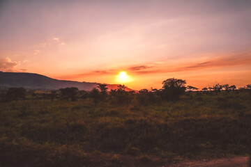 sunset in the mountains