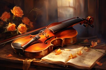 An image showcasing a violin within a room.