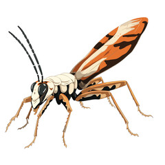 Hand Drawn Flat Color Pronghorn Mantis Illustration