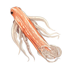 Obraz na płótnie Canvas Hand Drawn Flat Color Squid Illustration