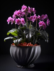 African Violet (Saintpaulia) Studio Shot Isolated on Clear Background, Generative AI