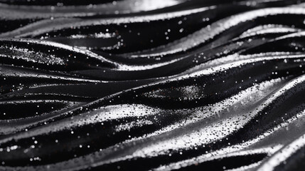 Tissu en soie, drapé en mouvement. Textile soyeux, élégant, et coloré de couleur noir. Fond pour conception et création graphique.