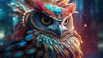 Shamanic owl beautiful image Ai generated art