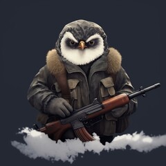 Similar would like owl with wearing weapons illustration image AI generated art