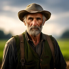 Fototapeta premium Portrait of a middle aged caucasian farmer on his farm field