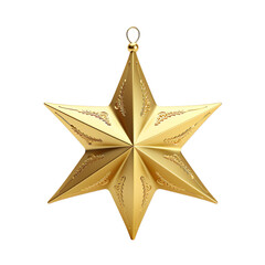 Fototapeta premium Christmas gold star isolated on transparent background.
