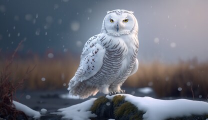 Snowy owl realistic impressive beautiful art Ai generated art