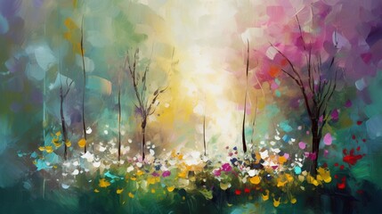 Obraz na płótnie Canvas Spring abstract impressionism beautiful art Ai generated art