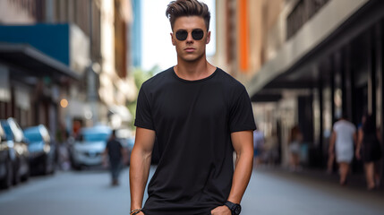 Fototapeta premium Handsome male model in a city street