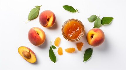 Stock type top-down photograph of an peach jam Ai generated art - obrazy, fototapety, plakaty
