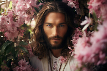 Portrait of Jesus Christ, savior of mankind, son of god, god, bible religion. Christianity, Old...