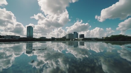 The city of sky white clouds crystal clear Ai generated art