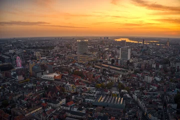 Keuken spatwand met foto Aerial View of Antwerp, Belgium during an Autumn Sunset © Jacob