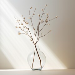 The tip thin white branch displayed glas image AI generated art