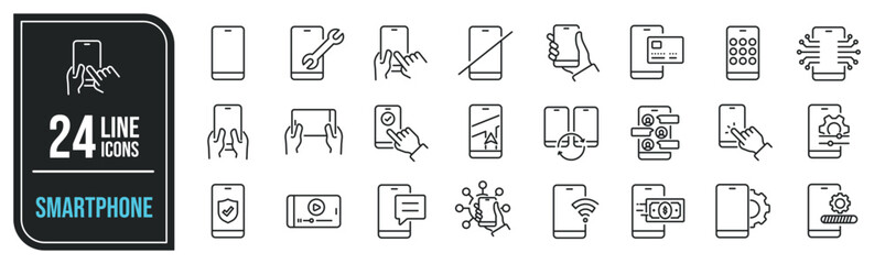 Smartphone thin line icons. Editable stroke. For website marketing design, logo, app, template, ui, etc. Vector illustration.