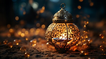Ornate Diwali lamp with intricate brass work