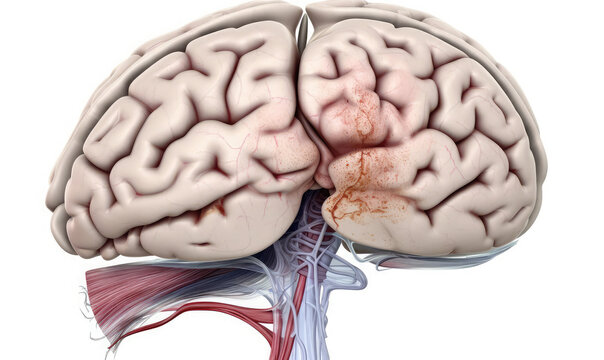 Human brain anatomy. Illustration on a white background 