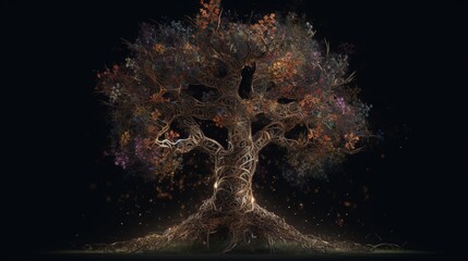 Tree whose structure is programming beautiful image Ai generated art - obrazy, fototapety, plakaty