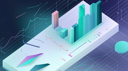 Fototapeta na wymiar Financial Data Analytics: Graphs and Charts in Business Generative AI