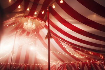 Retro syle circus tent in red and white colors