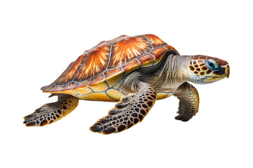 Fototapeta premium sea turtle isolated on a transparent background, green sea turtle swimming isolated. Generative AI