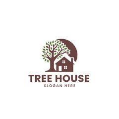 Obraz premium Vector tree house nature logo template design logo vector symbol illustration design 
