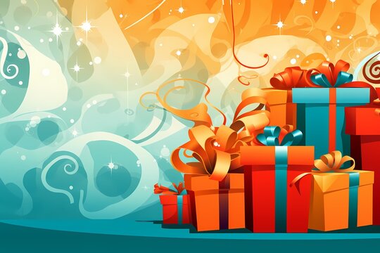 Christmas Gifts and Presents abstract graphics background - generative ai