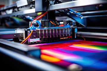 a multi - colored printer being used to print an image on a piece of paper with the help of a 3d printer - Powered by Adobe