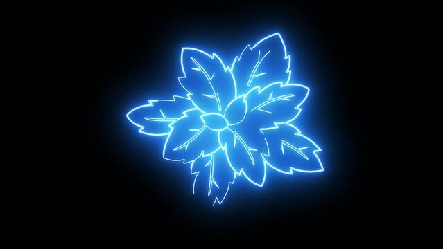 Animated mint leaf icon with neon saber effect