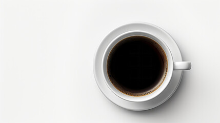 A cup of coffee sitting on top of a white table