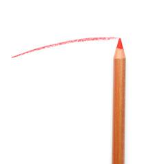 Red pastel pencil and scribble isolated on white, top view. Drawing supply