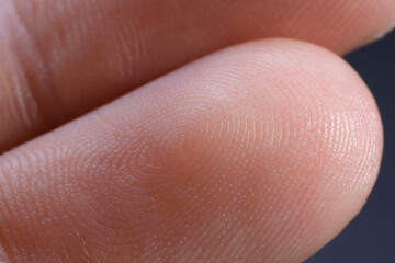 Macro view of finger with friction ridges