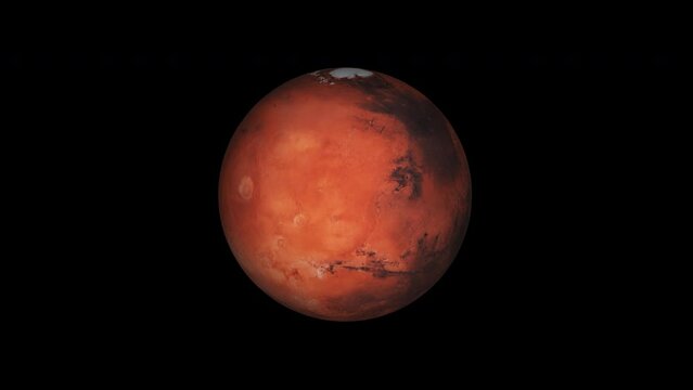 Planet mars rotating on a transparent background. Red planet of the solar system. Elements of this image furnished by NASA. Seamless loop animation