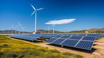 Renewable Energy: Wind Turbines and Solar Panels Generative AI