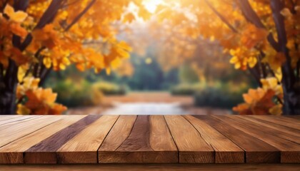 Naklejka na ściany i meble autumn leaves on the table