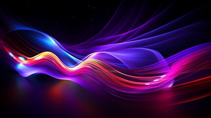 A colorful wave of light on a black background